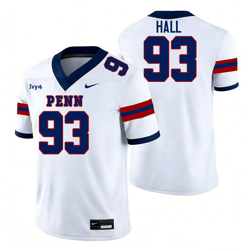 Pennsylvania Quakers #93 Raashed Hall College Football Jerseys,Uniforms Stitched-White